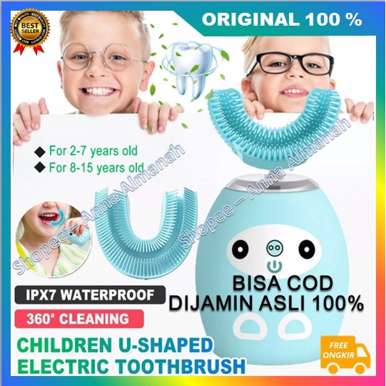[BISA COD] PROMO Sikat Gigi Elektrik Anak Berbentuk U, Otomatis dan Tahan Air 100% ASLI ORIGINAL