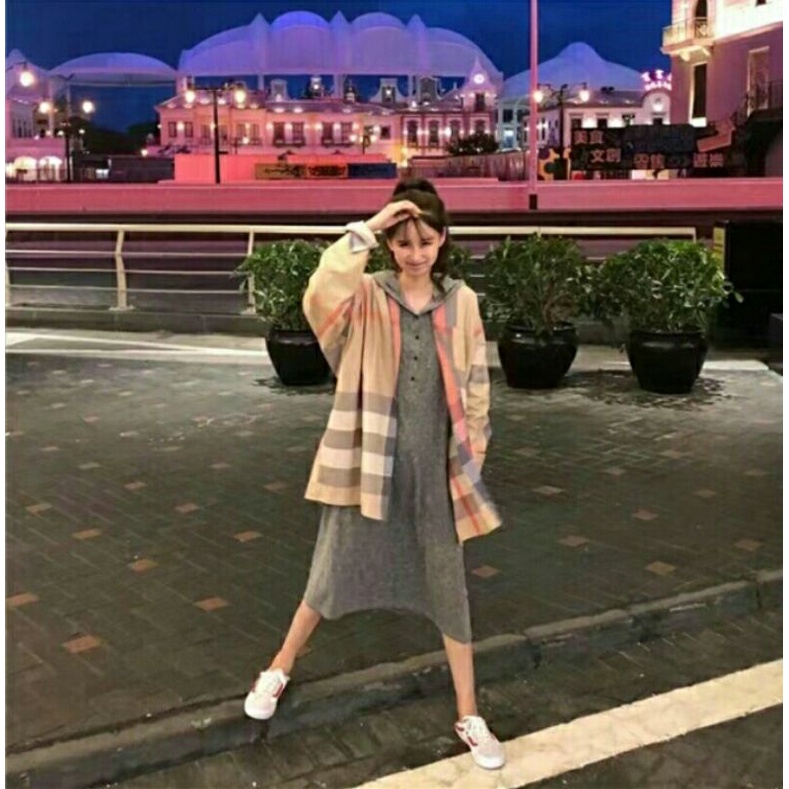 2IN1 SETELAN HOODIE DRESS N KEMEJA WANITA FASHION IMPORT