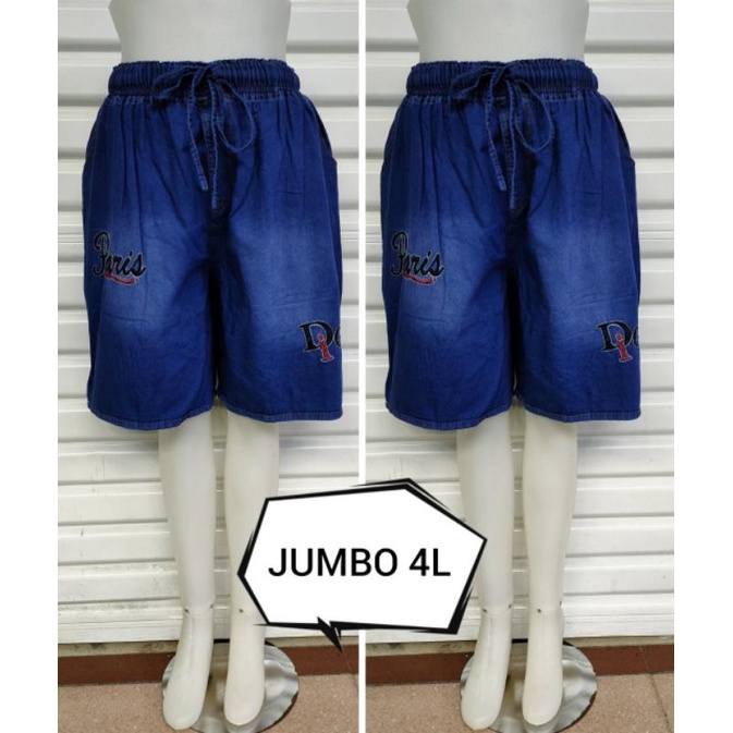 Celana kulot denim pinggang karet  xl xxl xxxl kantong hidup