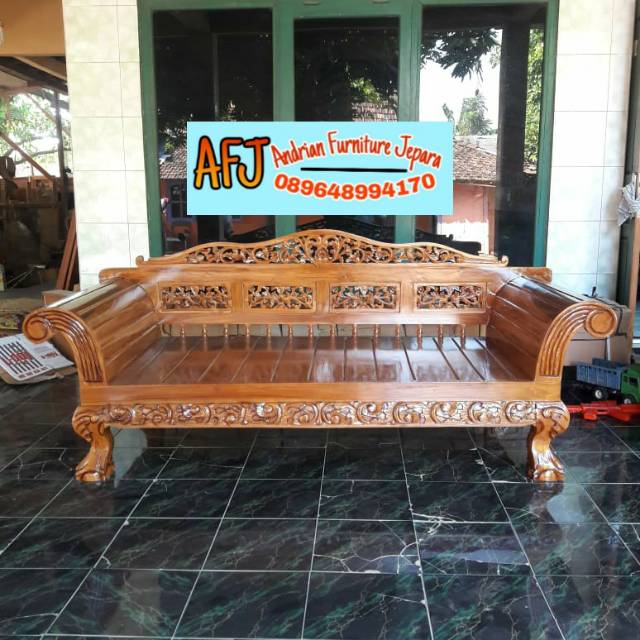 Bangku bale bale kuku macan kayu jati finishing
