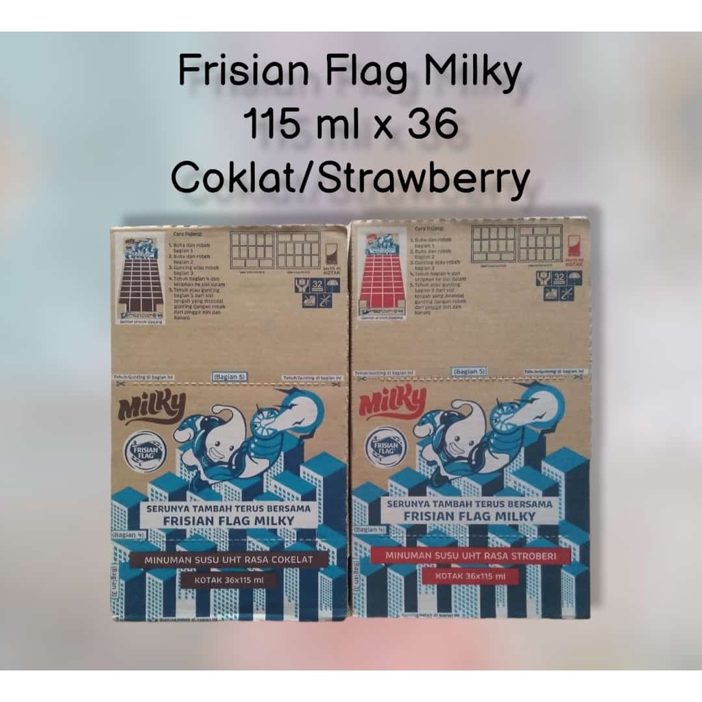 

UHT Kartonan/Frisian Flag Milky 115 ml sedus / kartonan/Susu Frisian Falg Milky Coklat/Strawberry 115 ml Khusus Gosend/Grabsent Purwakarta