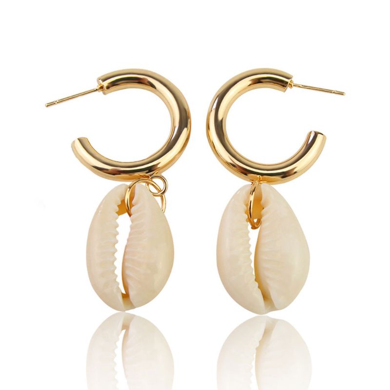 SIY  Fashion Women New Natural Shell Earrings Charming Bohemian Style Alloy Earring Ear Jewelry for Lady