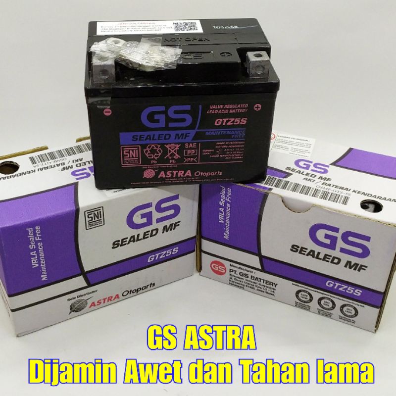 GS ASTRA MF GTZ5S Aki Baterai Motor Karisma Supra X125 Revo Absolute Fit Beat Fi New Scoopy Vixion M