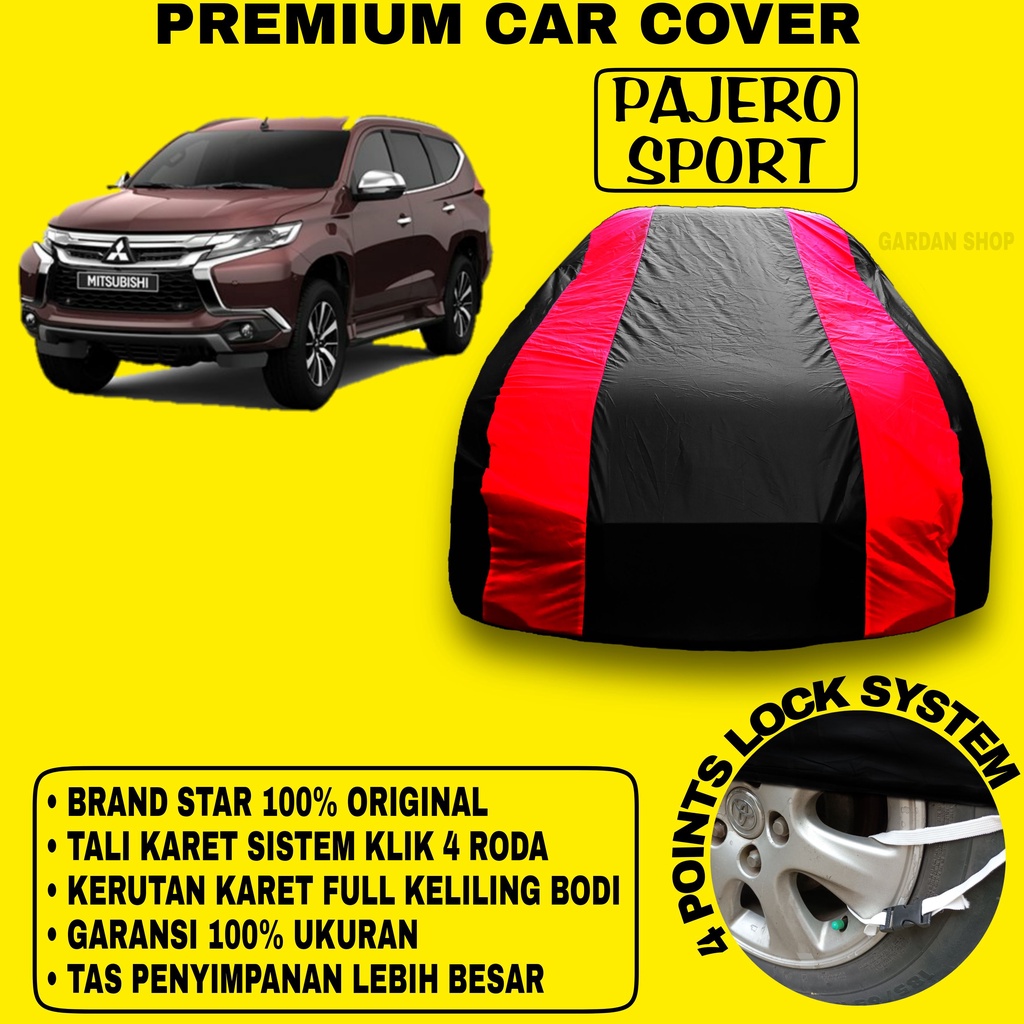 Body Cover PAJERO SPORT Sarung Strip MERAH Penutup Bodi Pajero Sport Waterproof PREMIUM