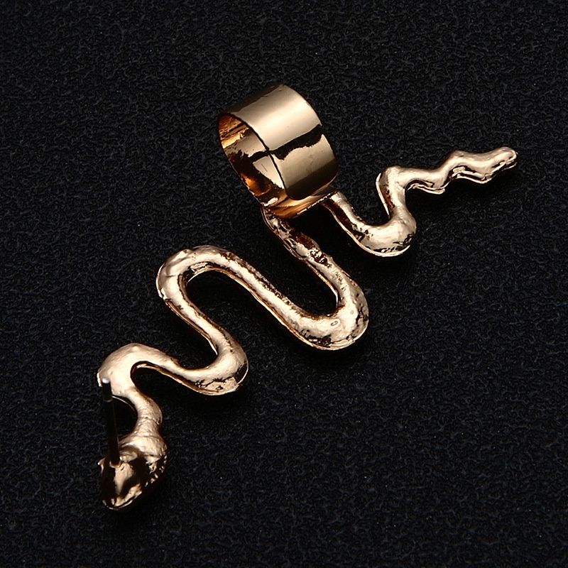 Anting Klip Tanpa Tindik Bentuk Ular Bahan Metal Untuk Wanita