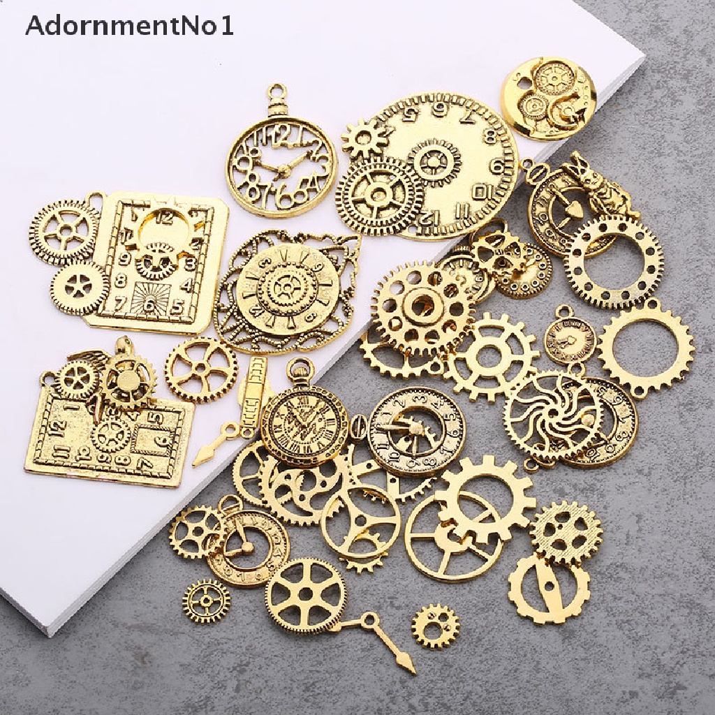 (AdornmentNo1) 40pcs Liontin Jam Bahan Metal Alloy Gaya Vintage / Steampunk Menarik Untuk Perhiasan DIY