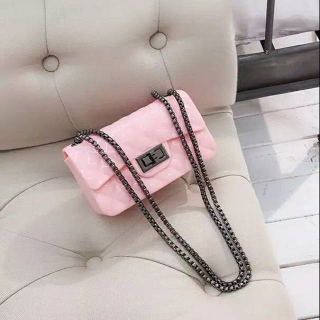 TAS FASHION IMPORT CHEVRON GLOSSY WANITA SELEMPANG CHEVRON DOVE