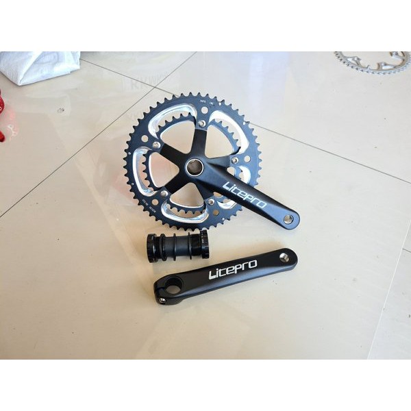 Crankset Litepro Double 53T - 39T . Crank Set HT2 Hollowtech II include BB Not Luce Slk Smith Sepeda