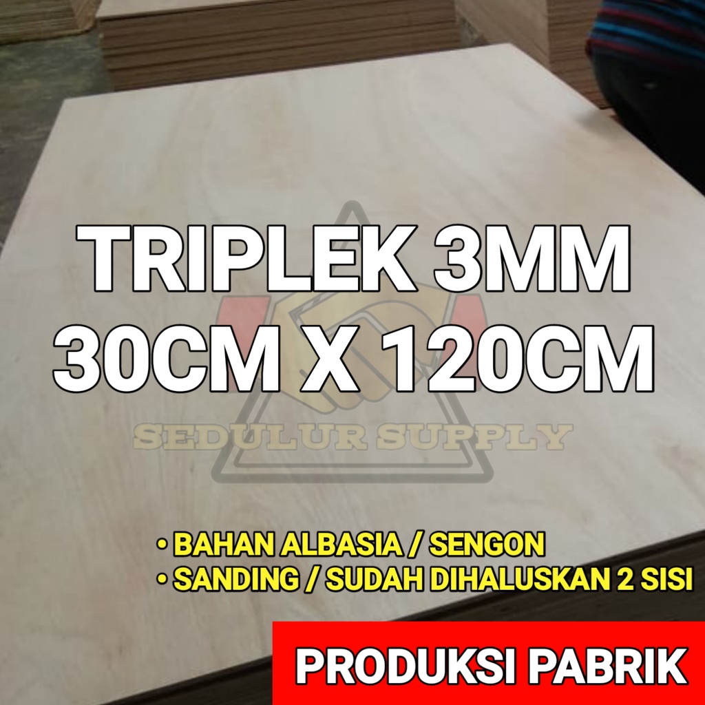 PAPAN KAYU TRIPLEK / MULTIPLEK 3MM ALBASIA UTY UKURAN 120 x 30 cm / TRIPLEK TIPIS