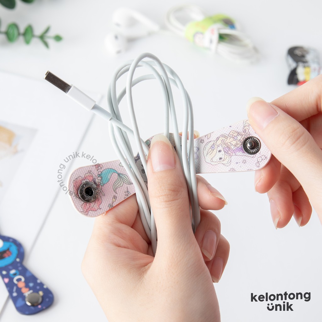 CARTOON - Cord Holder KULIT/ Klip Kabel/ Penjepit Kabel/ Pengikat Kabel