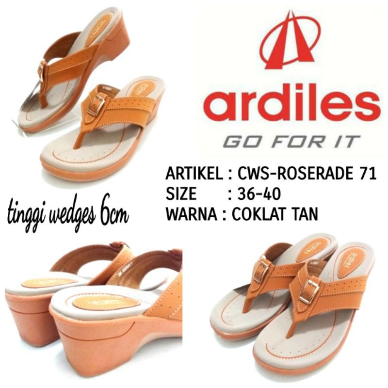 SANDAL WEDGES PEREMPUAN TERBARU BY ARDILES ROSERADE 71 1WARNA COKLAT TAN