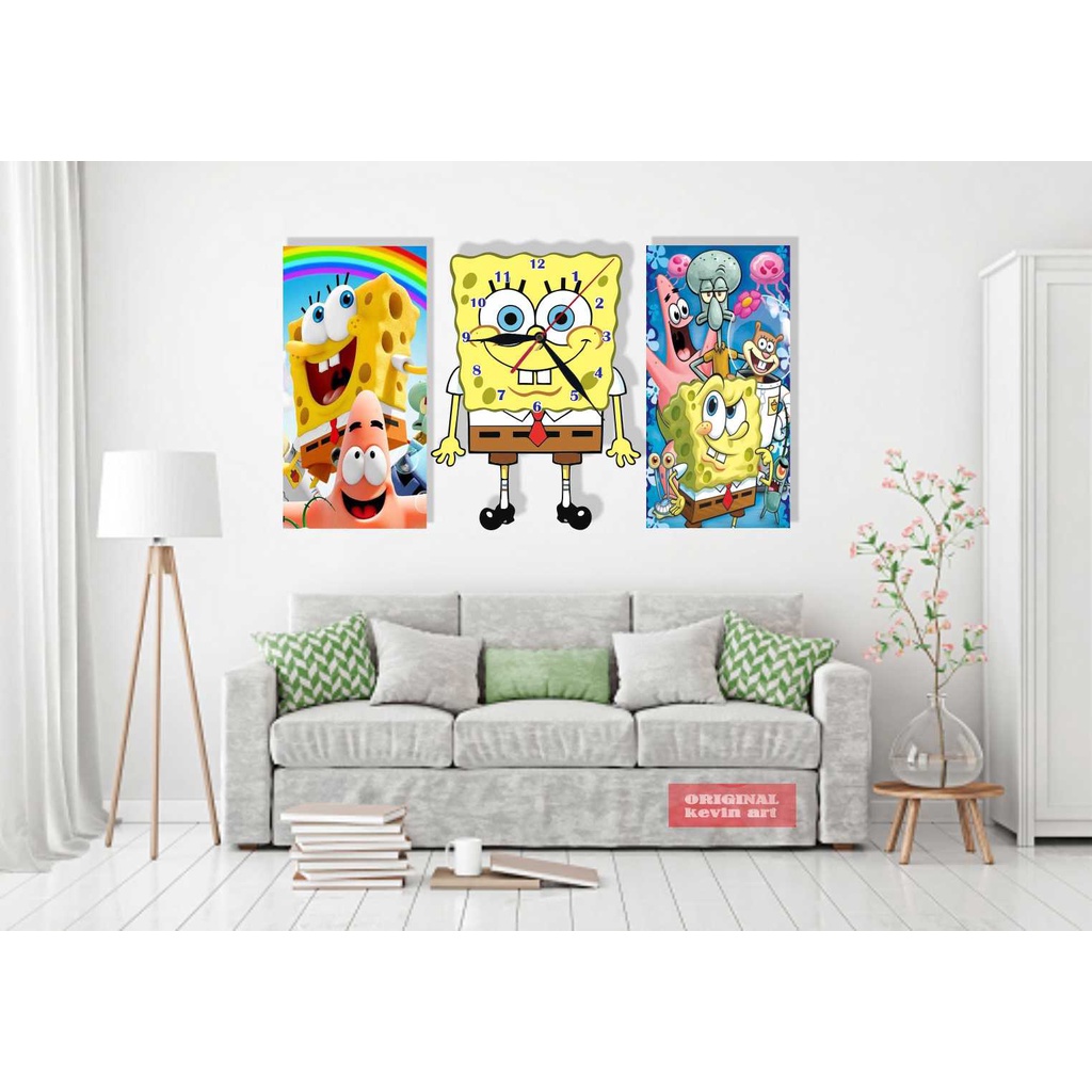 JAM DINDING BESAR KARAKTER SPONGEBOB 1 SET HIASAN DINDING MURAH UNIK ARTISTIK DEKORASI KAMAR TIDUR ANAK MINIMALIS MODERN MEWAH AESTHETIC CUSTOM STIKER DINDING PAJANGAN DINDING ARTISTIK SERBA SERBI PERLENGKAPAN DEKORASI PERNAK PERNIK HIASAN RUMAH GANTUNGAN