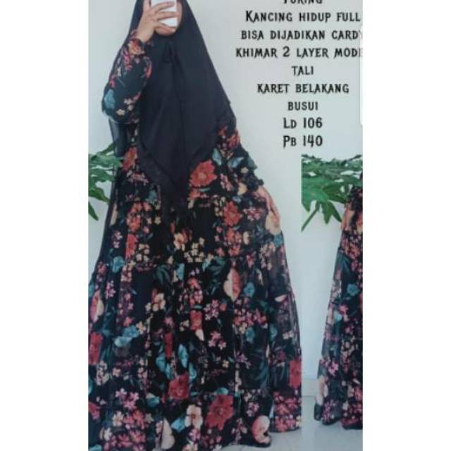 NUANSA SYARI GAMIS MOTIF PREMIUM PRINTING SET KHIMAR BAJU MUSLIM