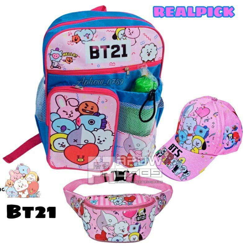 tas sekolah anak 3in1 FREE botol minum ransel sekolah tas anak perempuan BT21 tas selempang anak perempuan waistbag anak topi anak perempuan