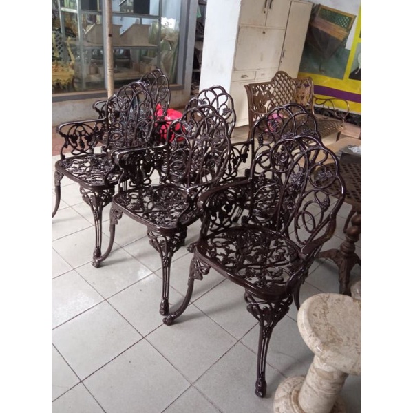 Kursi Teras Kursi Taman Besi ukir coklat