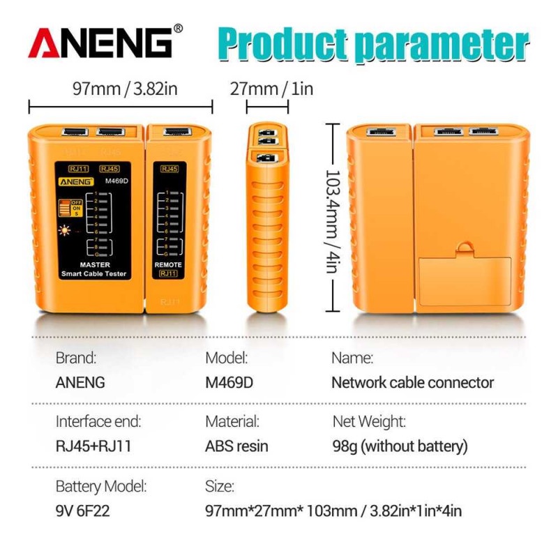 Tester Kabel Jaringan Internet Telepon Network RJ45 RJ11