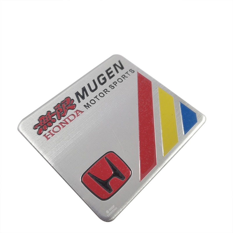 1pc Stiker Emblem Logo Mugen Bahan Aluminum Untuk Fender Samping Mobil Honda