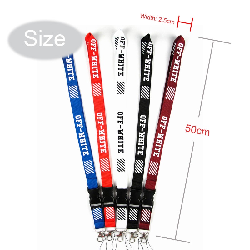 Off-WhitePutih pucat tali lanyard Tali Kamera Tali Ponsel Merek Lanyard Untuk Gantungan Kunci Sling Gantungan Kunci Pemegang ID Card Anti Hilang