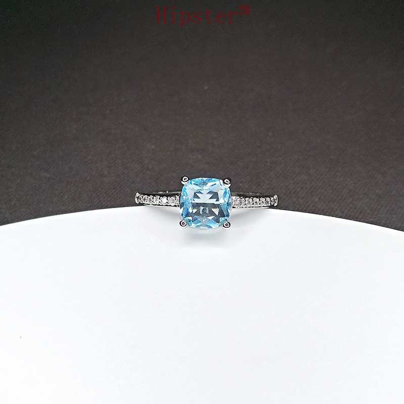 Hot Sale Classic Luxury Inlaid Colored Gems Square Diamond Ring