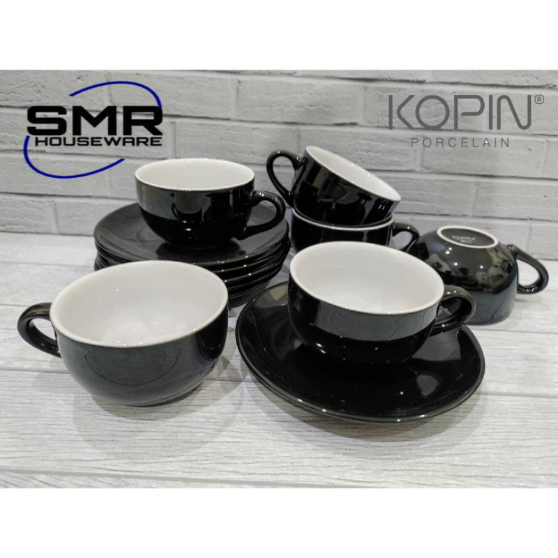 BRESCIA COFFEE CUP | CAPPUCINO CUP PORCELAIN | CANGKIR KOPI SUSU KOPIN - HITAM