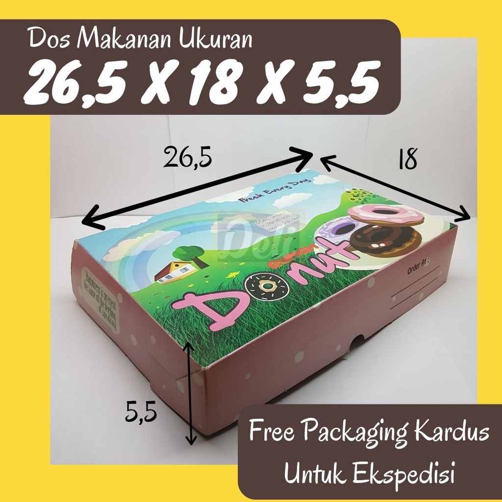 

(10pcs) Dos Donut / Dus Donat / Box Donat Isi 6 Rumah Donut uk.26,5x18x5,5cm