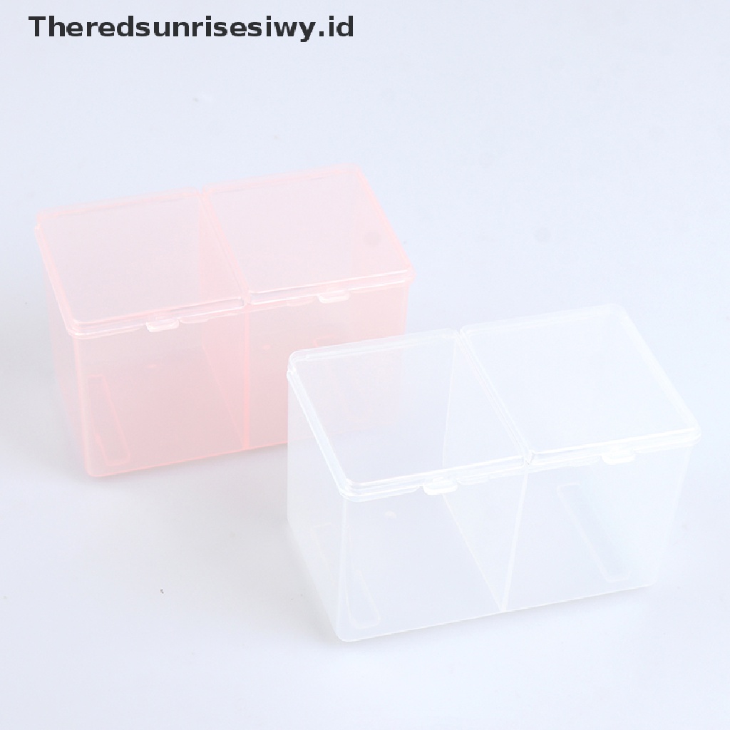 (Theredsunrisesiwy.Id) Twin Well Empty Cotton Swab Storage Box Container Portable Alat Makeup