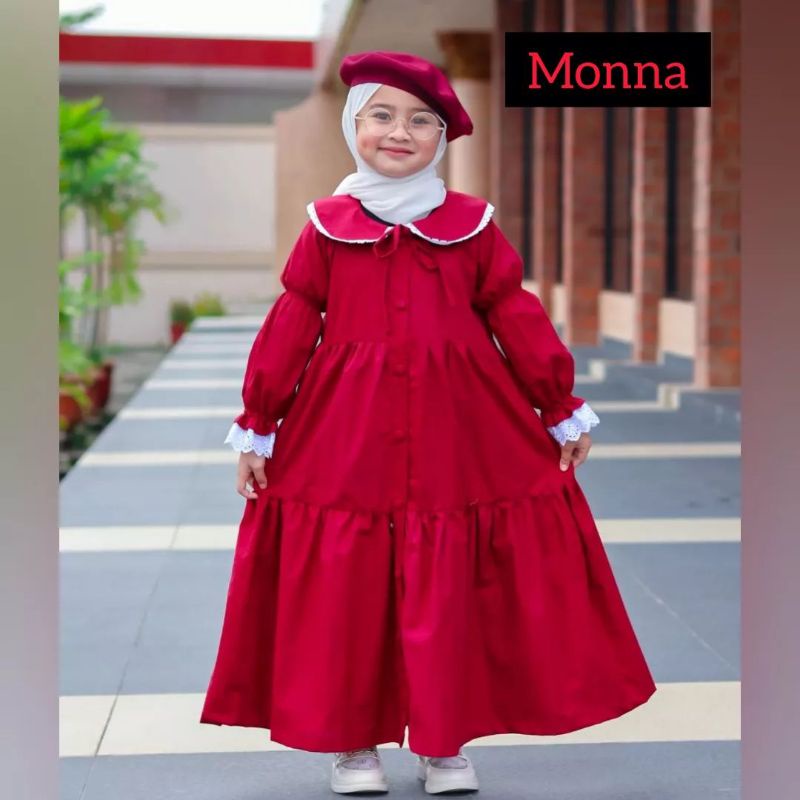 DRESS ANAK KATUN RAYON 8-TAHUN/MONNA DRESS KIDS/DRESS MUSLIM ANAK KEKINIAN APLIKASI RENDA/GAMIS ANAK TERBARU KANCNG AKTIF/FAR MOSLEMSTORE