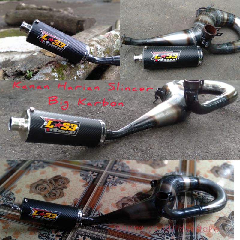terlaris knalpot racing Vespa buang kanan slincer big karbon LA53 racing