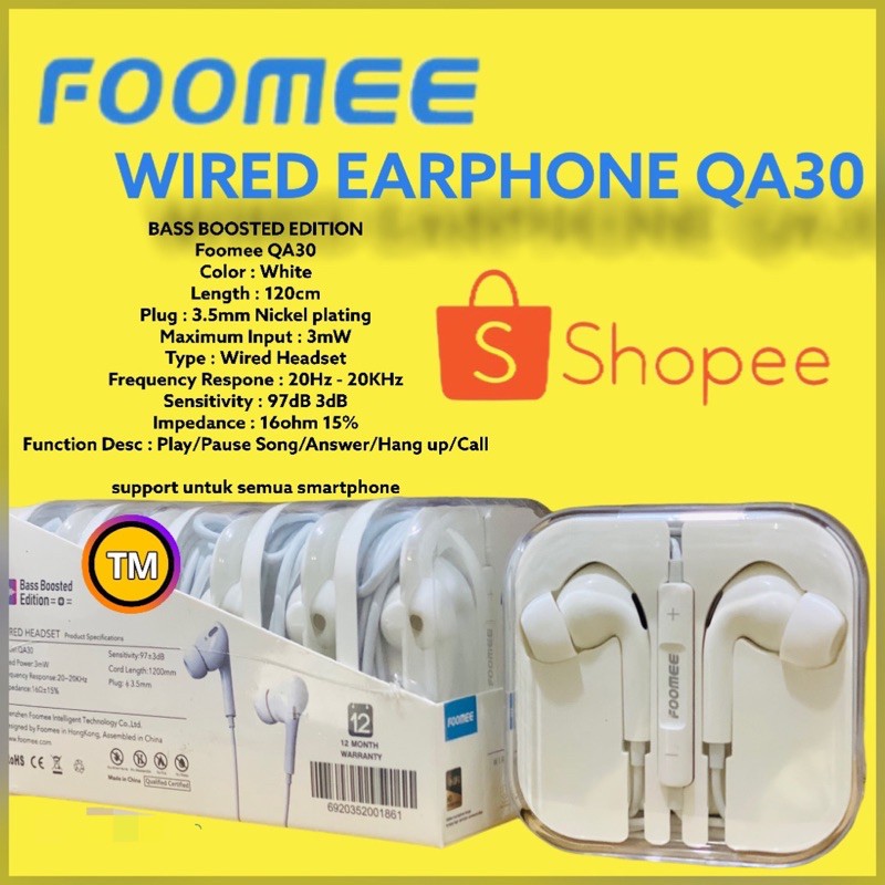 FOOMEE QA30 WIRED HEADSET