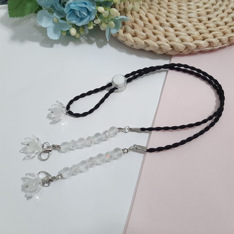 Azizamuslimah 2 in 1 tali masker / kalung masker batu  / strap masker / mask strap  / konektor hijab