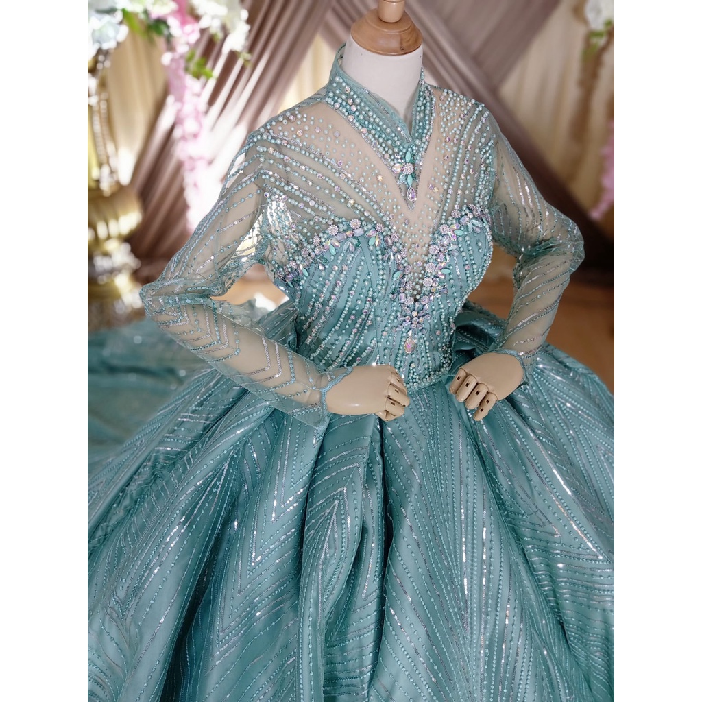 GAUN PENGANTIN FULL PAYET / GAUN PENGANTIN ROK LAPIS HARNET / GAUN PENGANTIN MEWAH