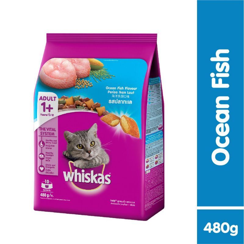 Makanan Kucing Dryfood kering Whiskas  Adult Kemasqn 480Gram