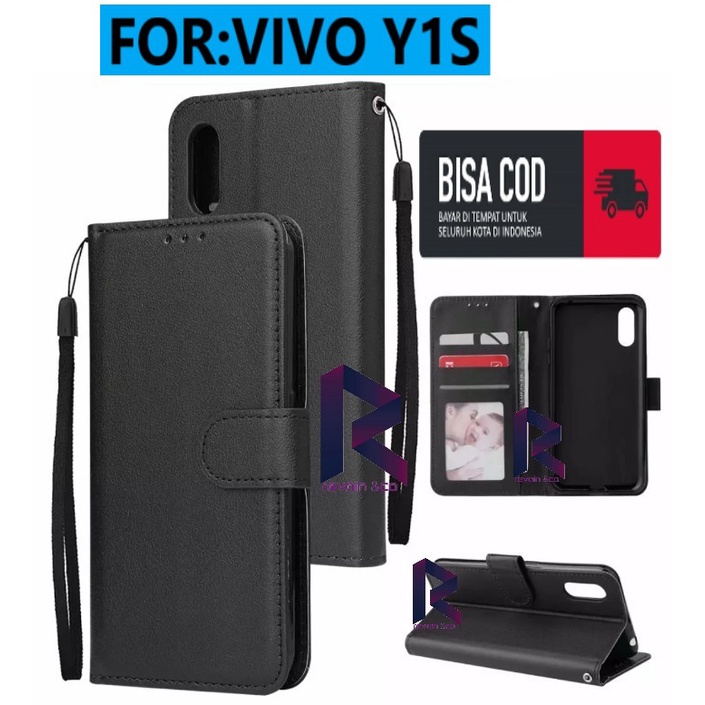 CASING VIVO Y1S FLIP WALLET LEATHER KULIT PREMIUM SARUNG BUKA TUTUP CASE DOMPET FLIP CASE VIVO Y1S