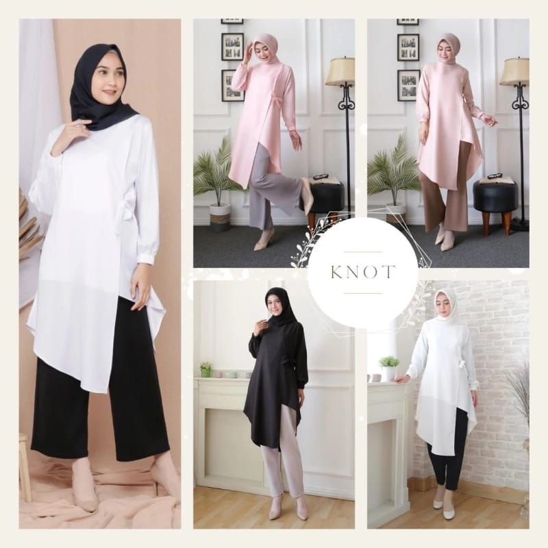 Tunik Knot Modesee | Tunik Polos | Tunik Putih | Tunik Terbaru | Tunik Hijab | Atasan Hijab | Tunik 