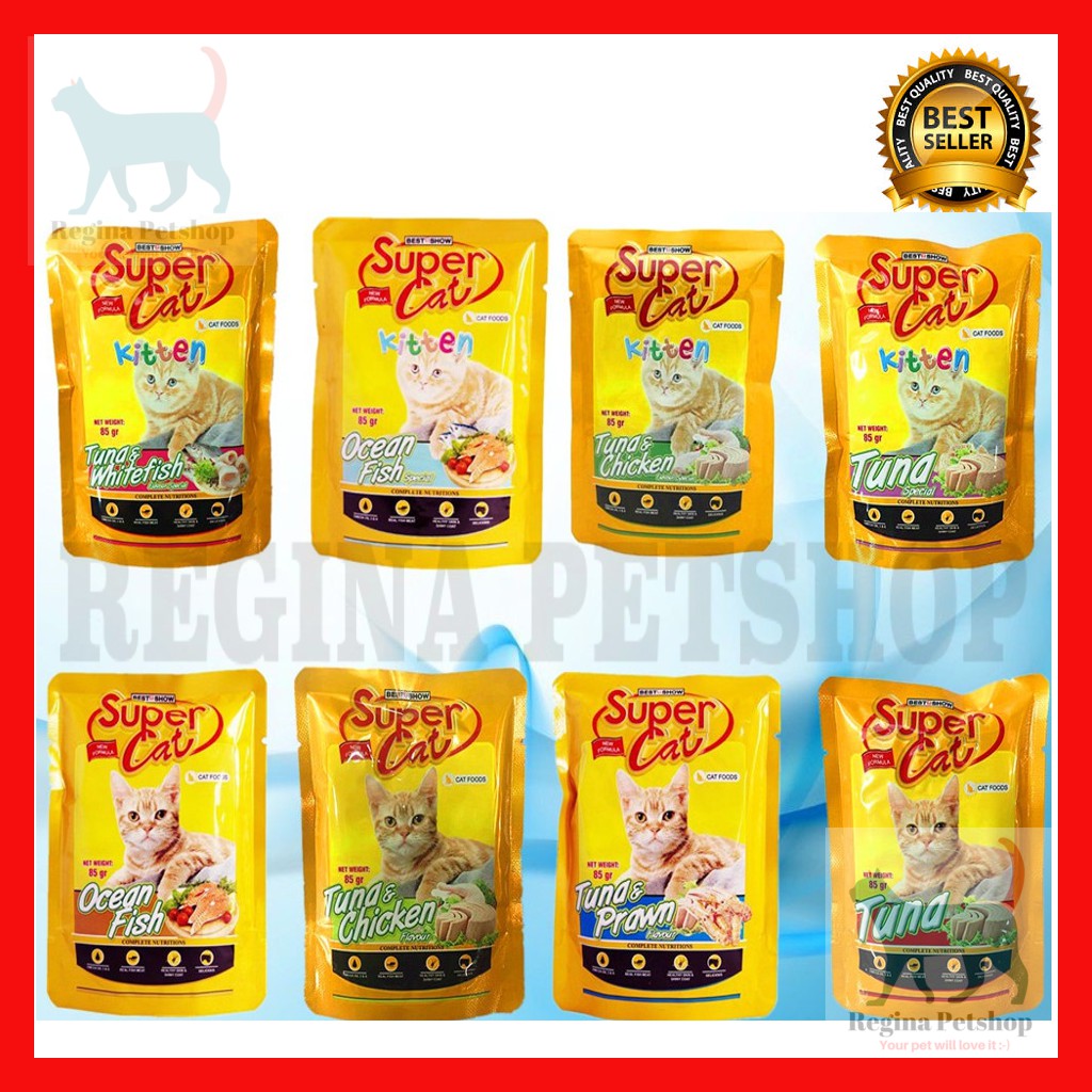 Terlaris Makanan Kucing Supercat Pouch Adult Dan Junior 85gr Murah