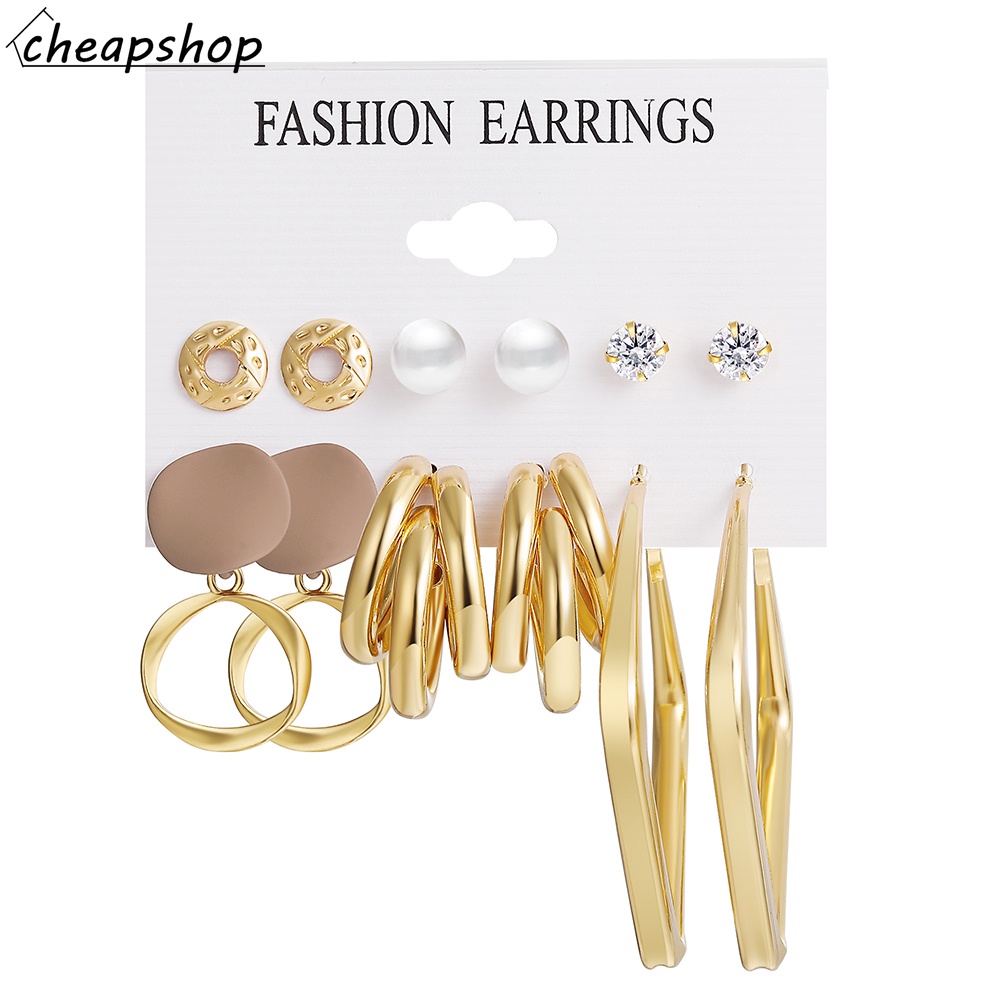 IFYOU Anting Stud Kristal Mutiara Bentuk Persegi Untuk Wanita