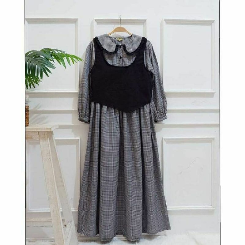 Gamis Kotak2 Tanza dengan crop outer