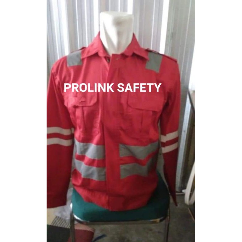 SERAGAM BAJU SAFETY MERAH SCOTLIGHT DOBLE FREE LOGO K3 BENDERA