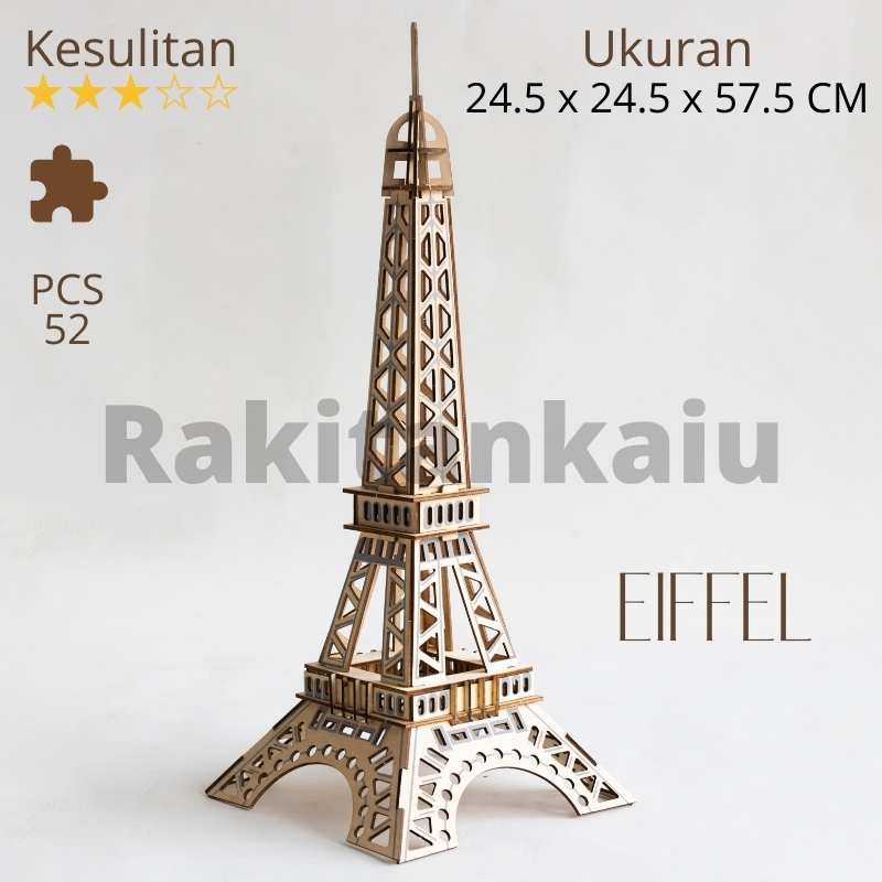 Puzzle Edukasi Rakitan Kaiu model menara eiffel