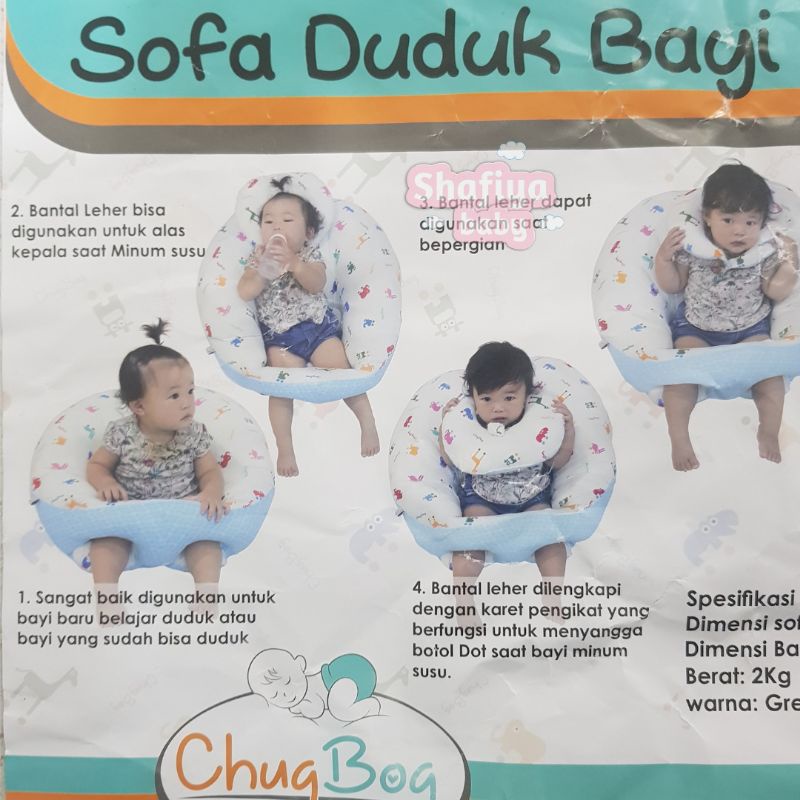 Chug Bog Sofa Duduk Bayi with Bantal Leher