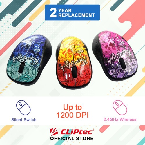 CLIPTEC MOUSE WIRELESS SILENT GRAFITY