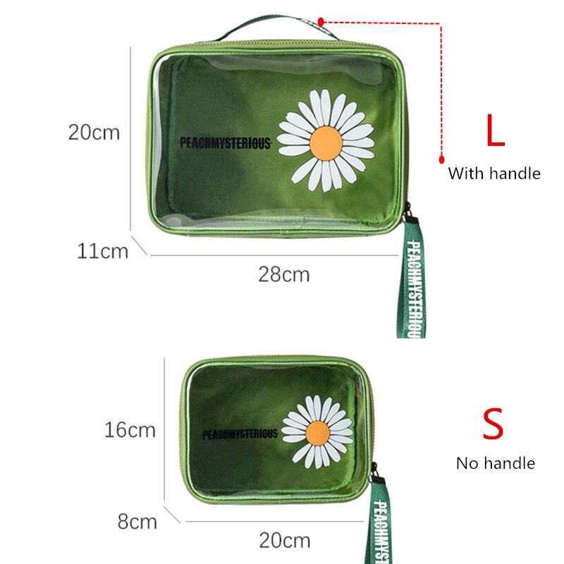 Tas Make Up Pouch Kosmetik Transparan Daisy Flower Waterproof Toiletries Travel Bag Wanita