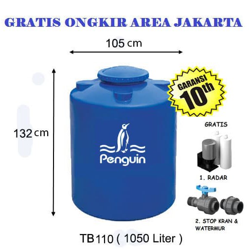 TANGKI AIR  WATER TANK  TOREN MERK PENGUIN 1050 LITER