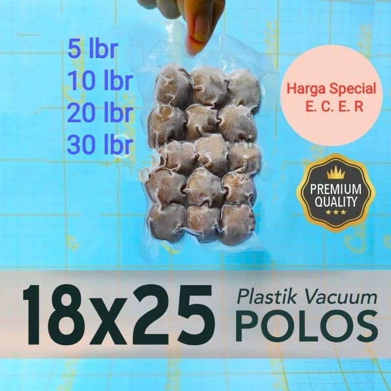 Plastik Vacum POLOS 18x25 / Plastic Vacuum Bag 18 x 25 Ecer Plastik Frozen Eceran