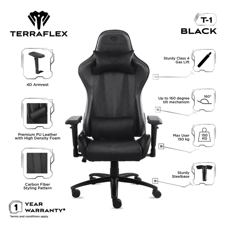 Terraflex T1 / T-1 4D Gaming Chair / Kursi Gaming