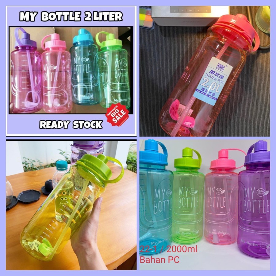 LT- [1000 GR] [ JUMBO - MY BOTTLE BESAR ] My Bottle 2 Liter / Botol Minum Sport