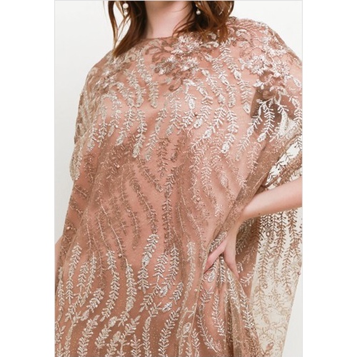 ICONS GLITTERY TWO TONE EMB TULLE KAFTAN W/ PEARL CAPE LEBARAN MODERN MEWAH FASHION WANITA MUSLIM TNIC0605BB/0422