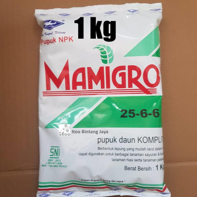 Pupuk Lengkap Mamigrow Hijau Daun 25 6 6 Kemasan 1 Kg Murmer L Shopee