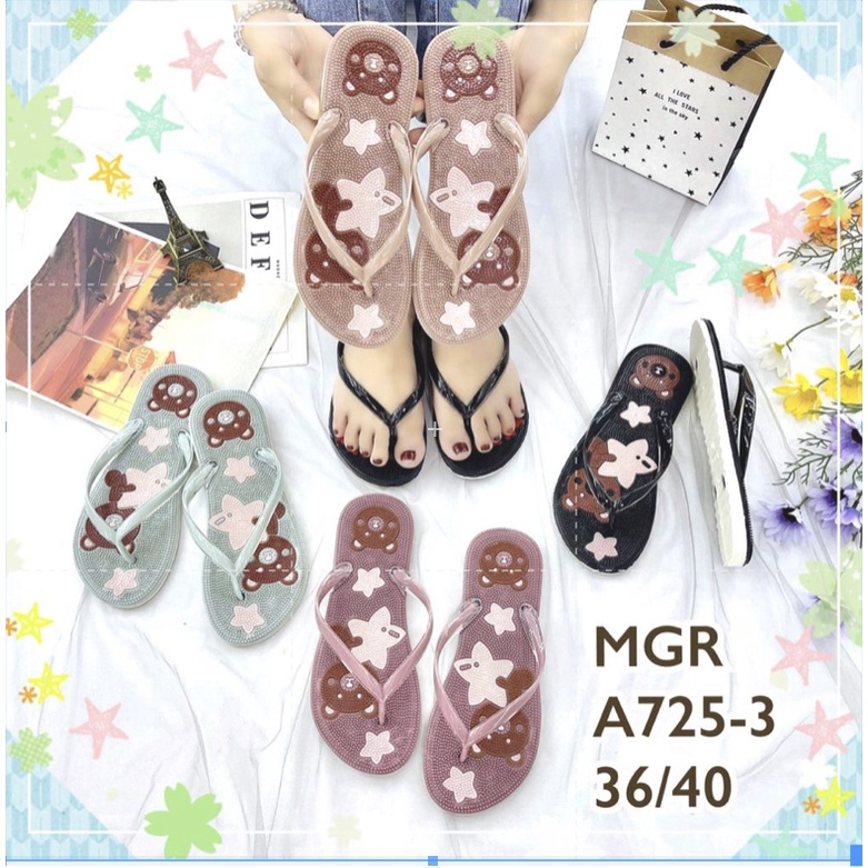 Sanda Jepit Jelly Rematik Wanita Motif Love Bear Beruang Cantik Import MGR Mokaya Morego Balance breslin/ Size 36-40 (A725-3)