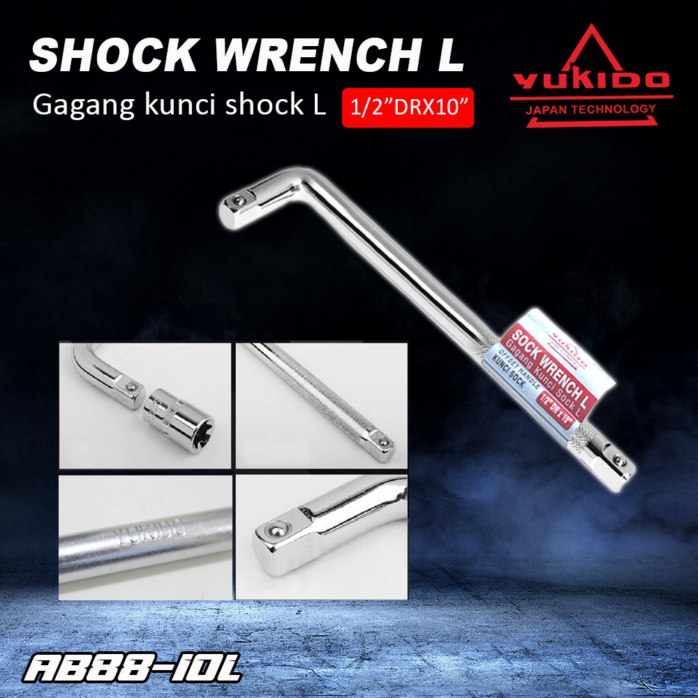 YUKIDO Gagang Shock L 1/2&quot;x10&quot; L Handle Gagang Sock Sok Offset Handle 1/2&quot; TERBARU